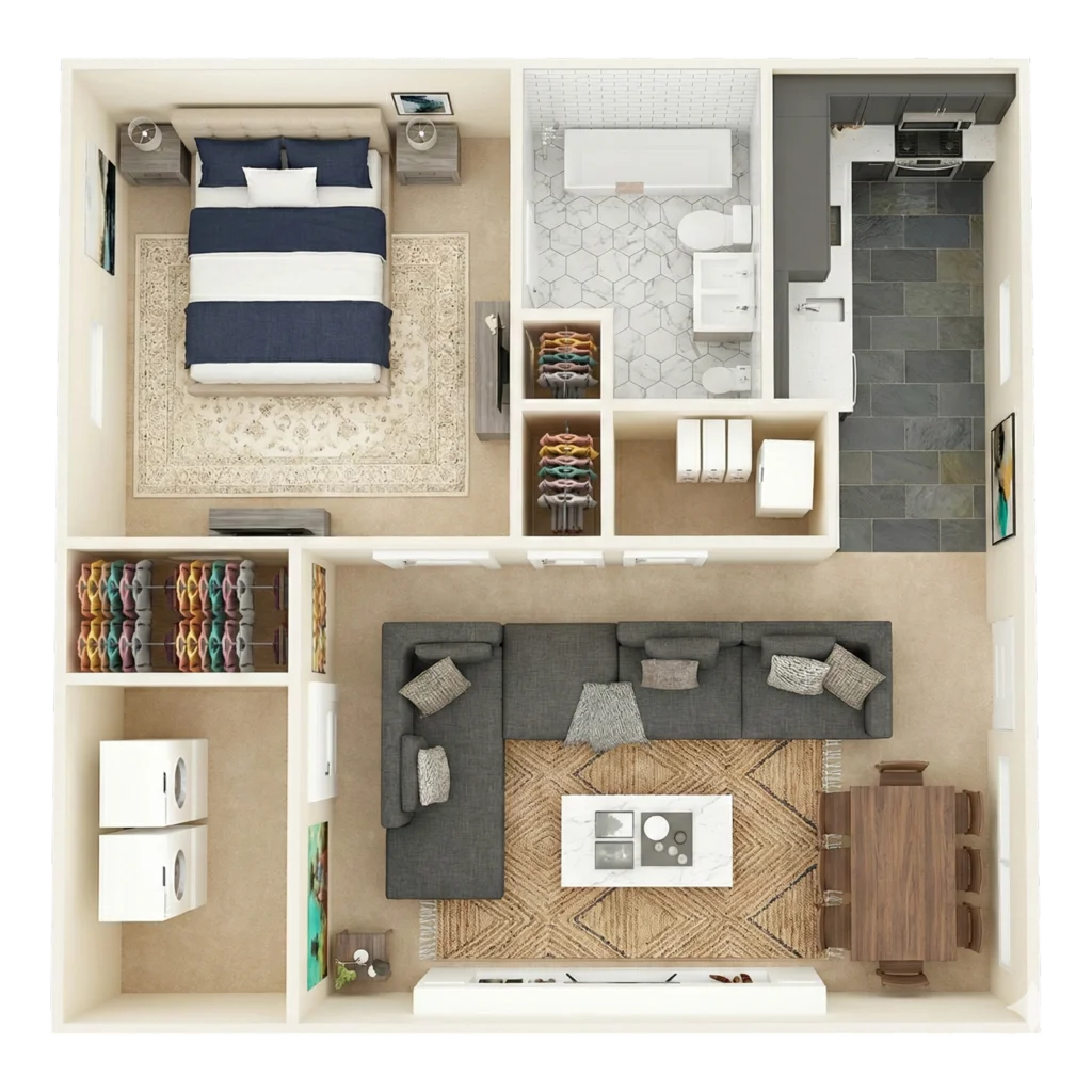 One bedroom Hudson apartment floor plan