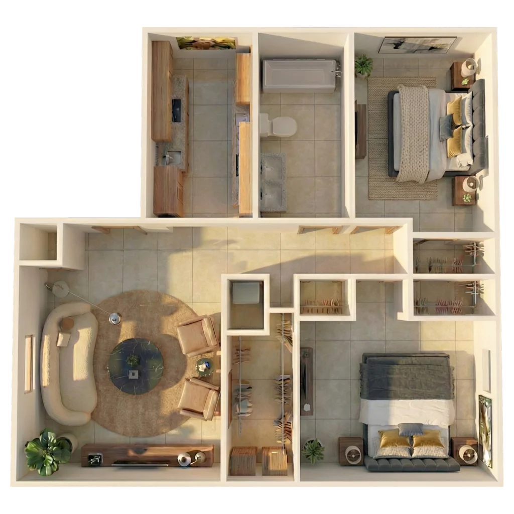 Three bedroom Hudson apartment floor plan